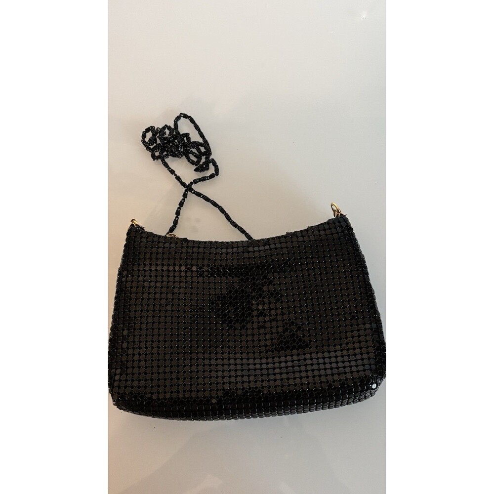 Vintage Black Metal Mesh Evening/Shoulder Purse With Front Bow And Chain‎ Strap